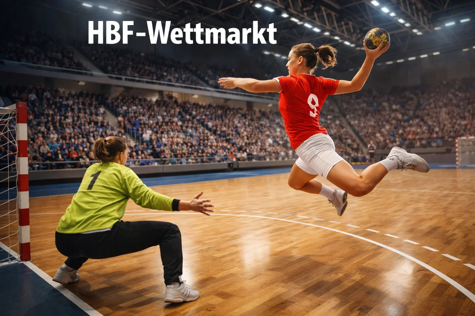 Handballspielerin der Frauen-Bundesliga im Sprungwurf während eines HBF-Spiels – wachsender Wettmarkt