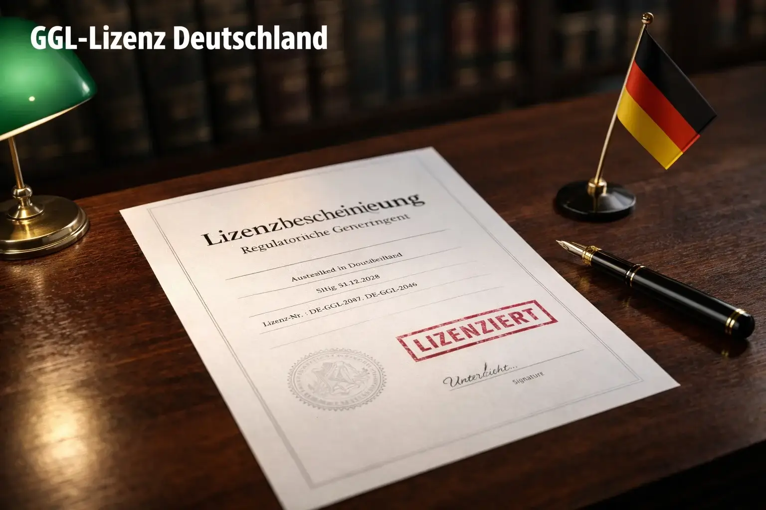 Offizielles Dokument mit Siegel und Stempel auf einem Schreibtisch – GGL-Lizenz und Sportwetten-Regulierung in Deutschland
