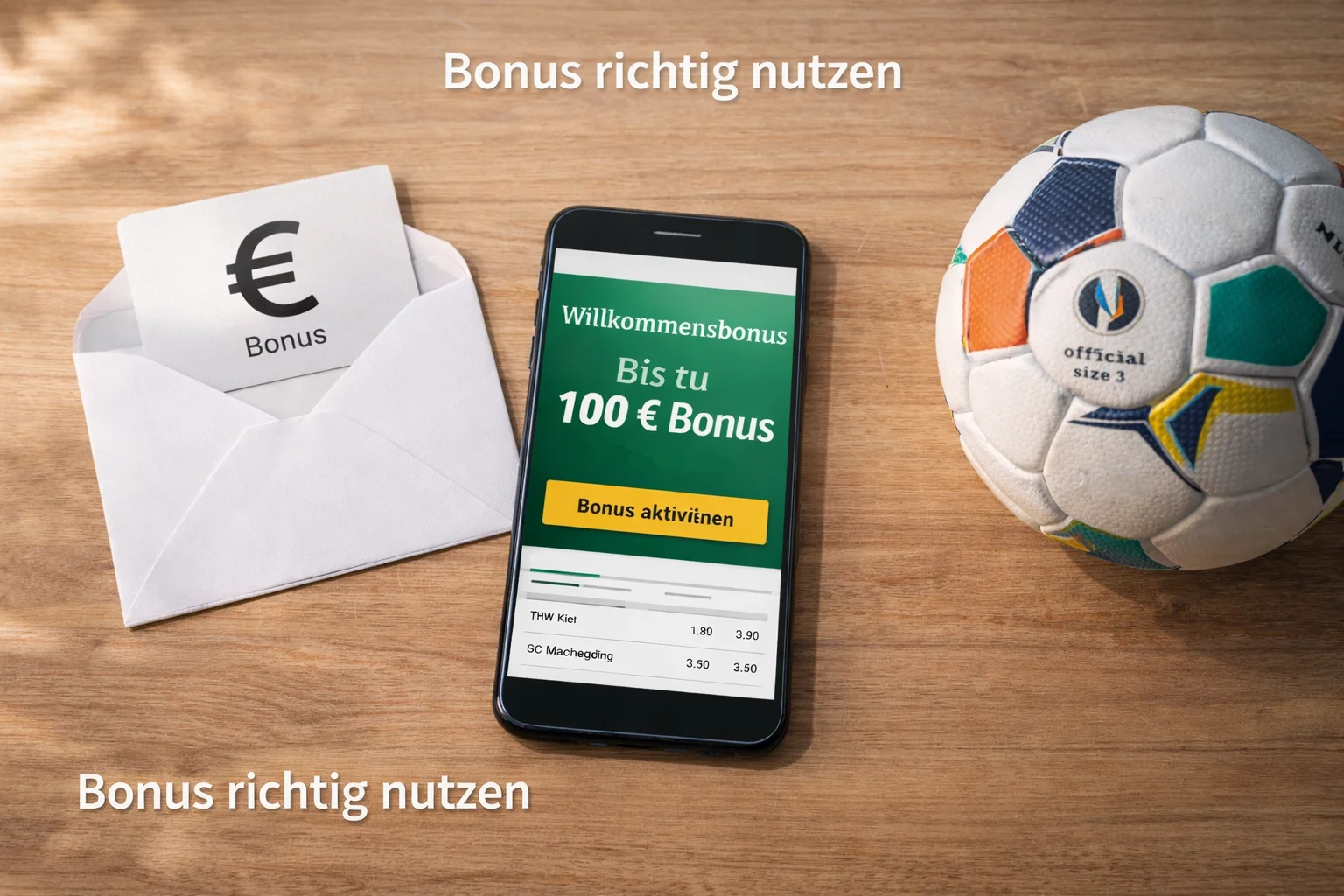 Handball-Wettbonus-Vergleich mit Bonusangeboten auf einem Smartphone